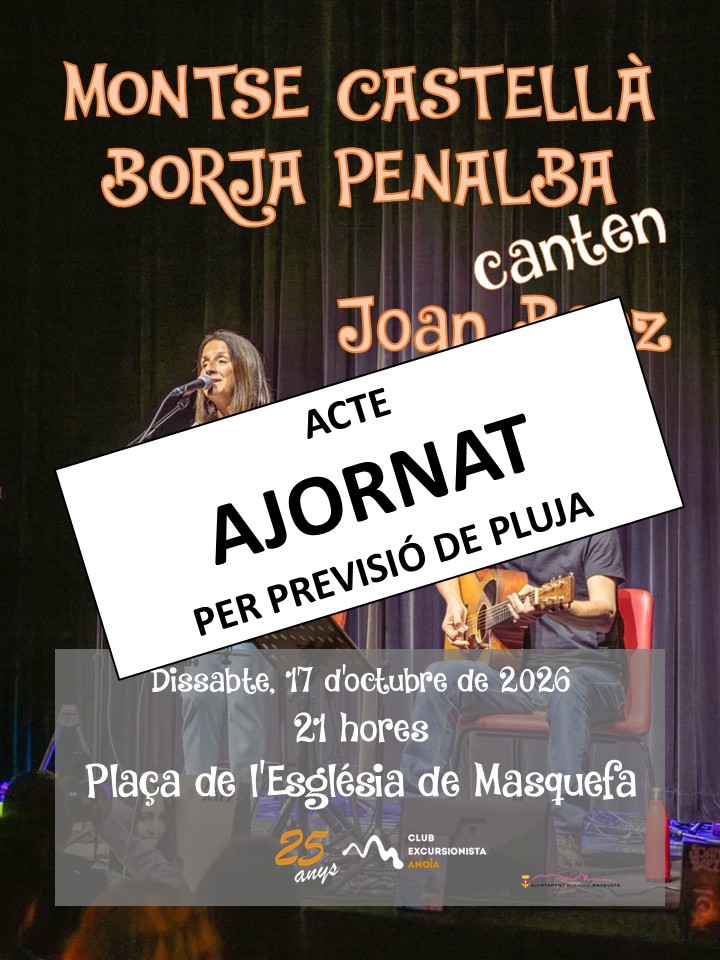 Ajornat el concert previst pel dissabte dia 17 d’octubre per previsió de pluja